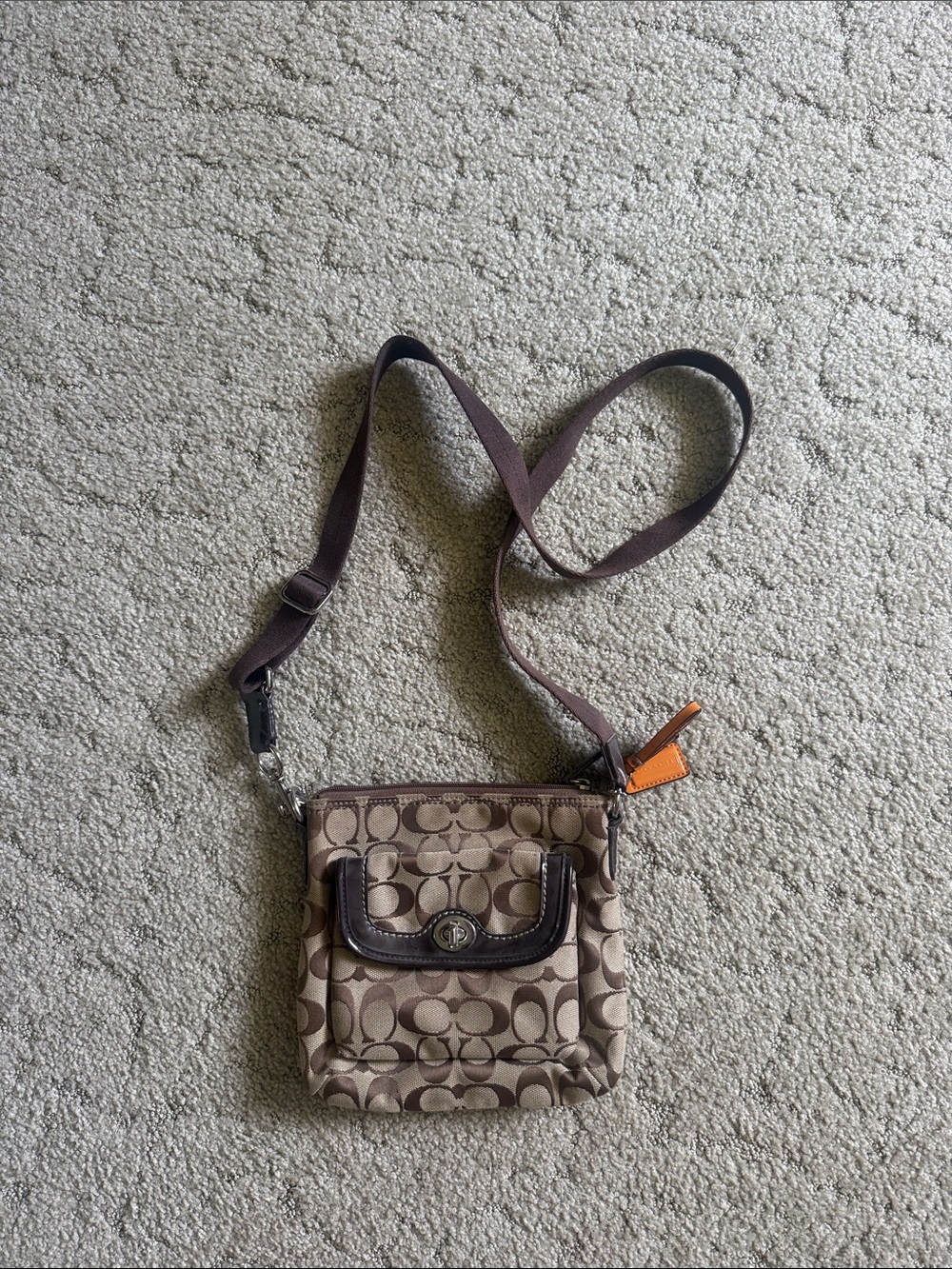 Coach Small Signature Crossbody in Brown/Tan